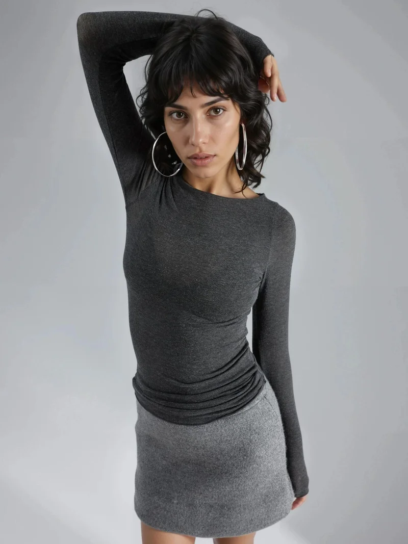 بوسيم BUSEM Slim Fit Boat Neck Blouse